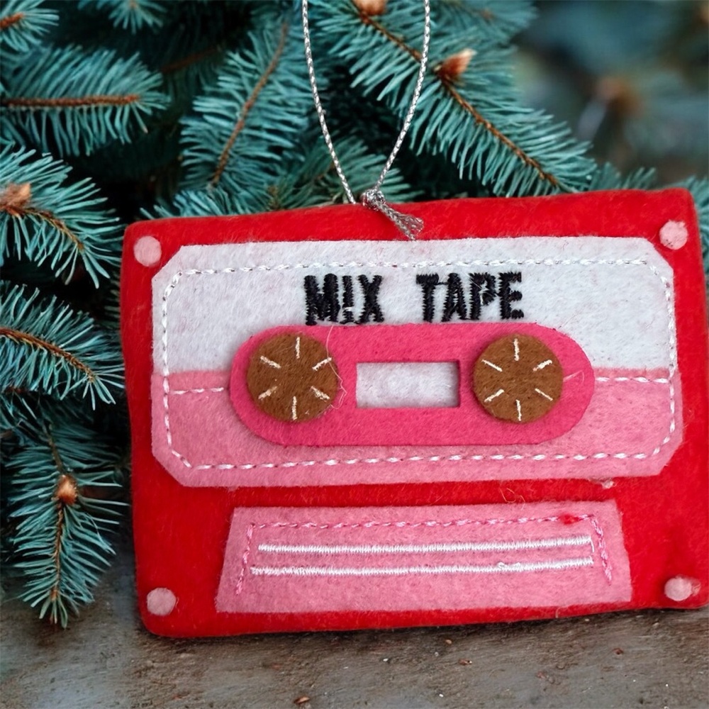 Wondershop Mixtape Ornament - Red and Pink (set of 2)